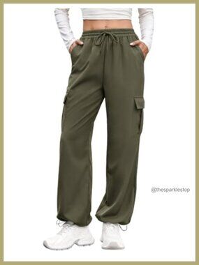 Women's Fleece Lined Hiking Pants Water Resistant 4 Pocket High Waist Baggy